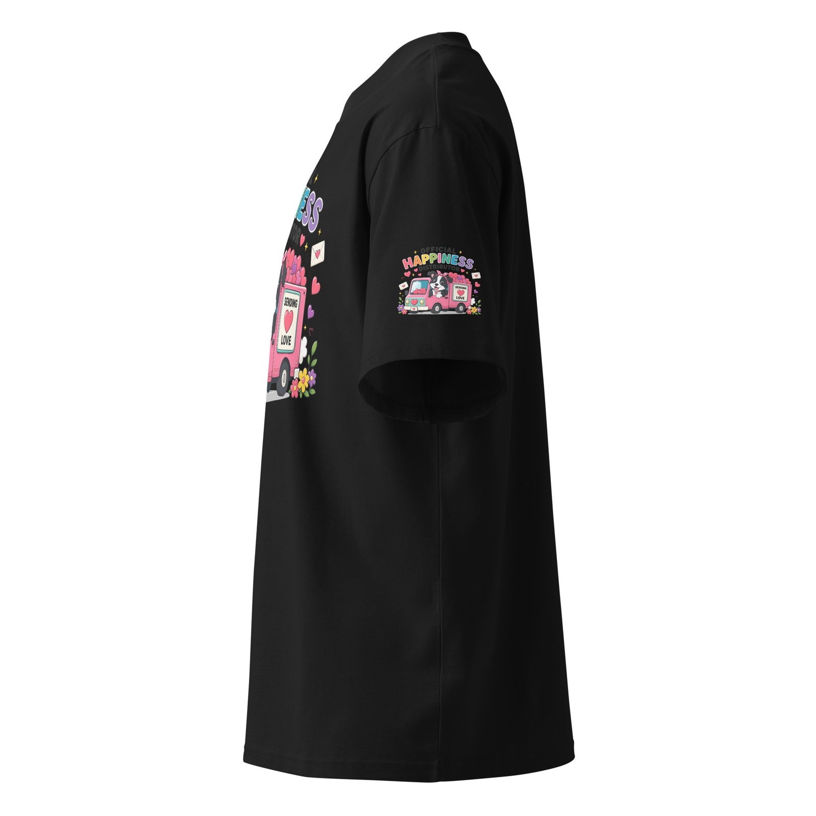 "Happiness Distributor" Organic Oversized High-Neck T-Shirt - Image 5