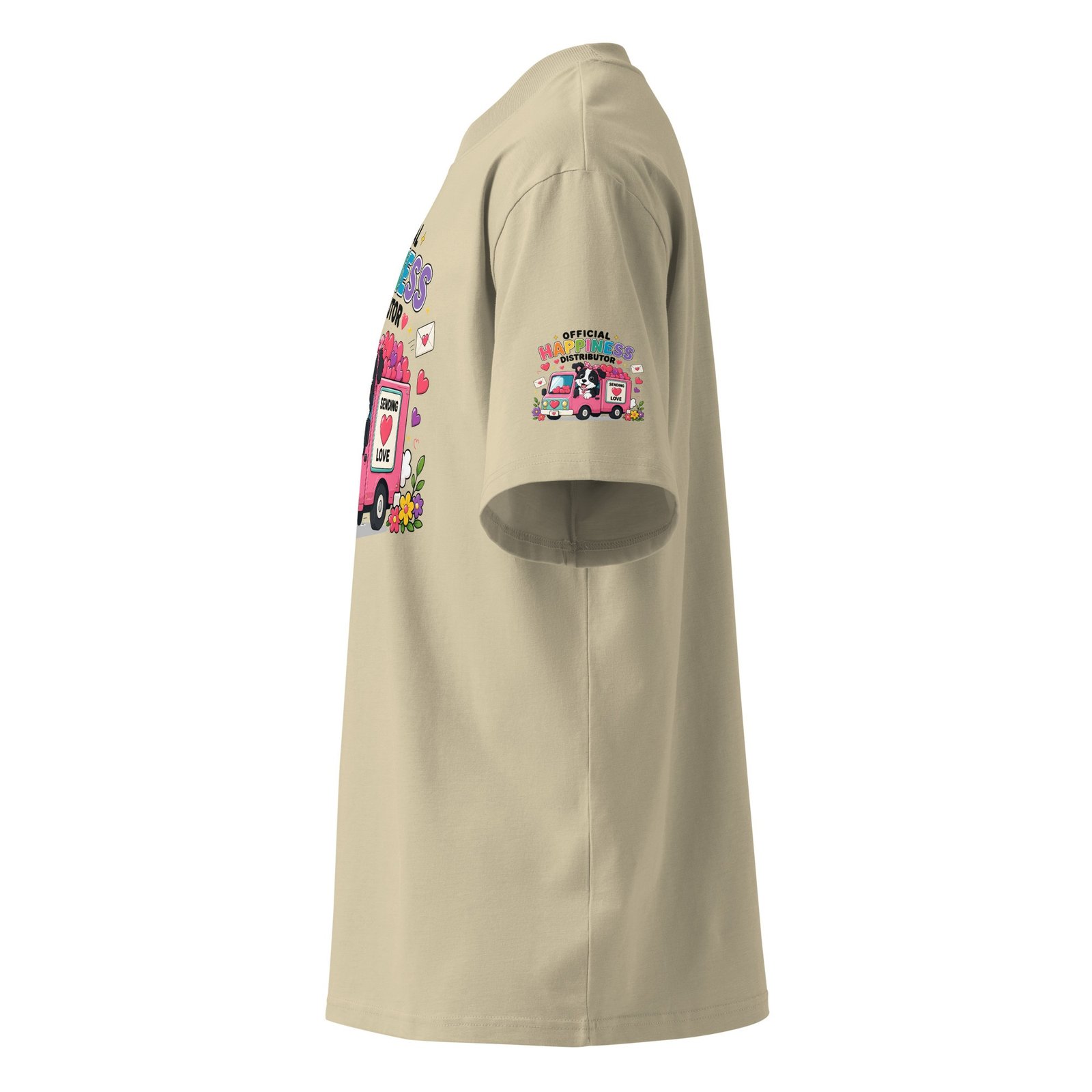 "Happiness Distributor" Organic Oversized High-Neck T-Shirt - Image 9