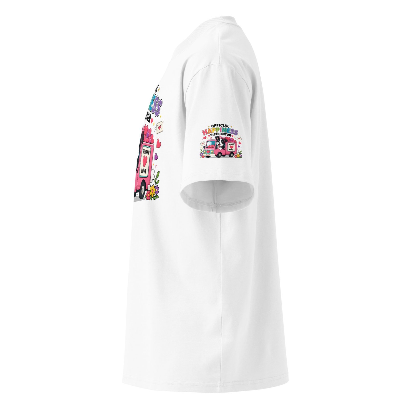 "Happiness Distributor" Organic Oversized High-Neck T-Shirt - Image 10